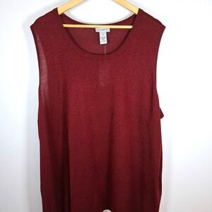 NWT Catherines Sleeveless Tank Sparkle Red Womens Plus Sz 3X Holiday Event Gala‎